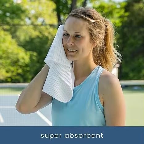 Quick D. Microfiber Gym Towels 16x27 Inch – 5 Pack, Quick Dry, Soft & Absorbent Workout Towels for Gym, Sports, Yoga, Travel & Fitness (White)