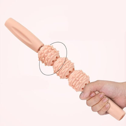 Fitness Massage Roller Stick, Muscle Relief Tool with Textured Nodules, Trigger Point Therapy Massager for Deep Tissue Recovery (Colors - Cream)