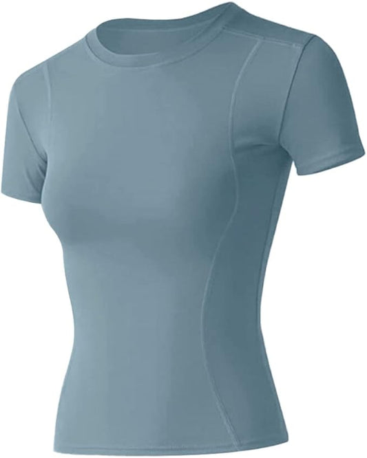 Loovoo Women Workout Shirts 1/2/3 Pack Athletic Compression Tee Dry Fit Yoga Gym Basic Tops