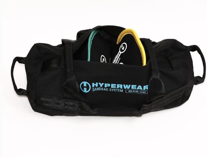 HYPERWEAR Adjustable Sandbag System, Heavy-Duty with Handles & Pre-Filled SandBell Filler Sandbags (25, 40, 80, 160 lbs)