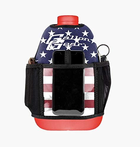 Gallon Gear 1 GALLON LARGE WATER BOTTLE SLEEVE COMBO | BPA FREE PLASTIC REUSABLE WATER JUG | HYDRATION WATER BOTTLE FOR MEN & WOMEN | GYM, SPORTS, TRAING & FITNESS (RED/FLAG-USA)
