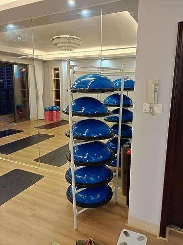 Half Balance Ball Trainer Holder - 3/5/6/7 Tier Fitness Rack for Home Gym, Yoga Balls, Basketball & Bowling Equipment Storage, Corner Organizer for Workout Essentials