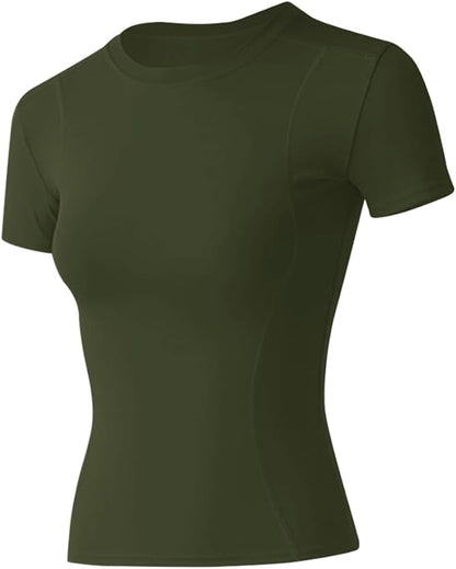 Loovoo Women Workout Shirts 1/2/3 Pack Athletic Compression Tee Dry Fit Yoga Gym Basic Tops
