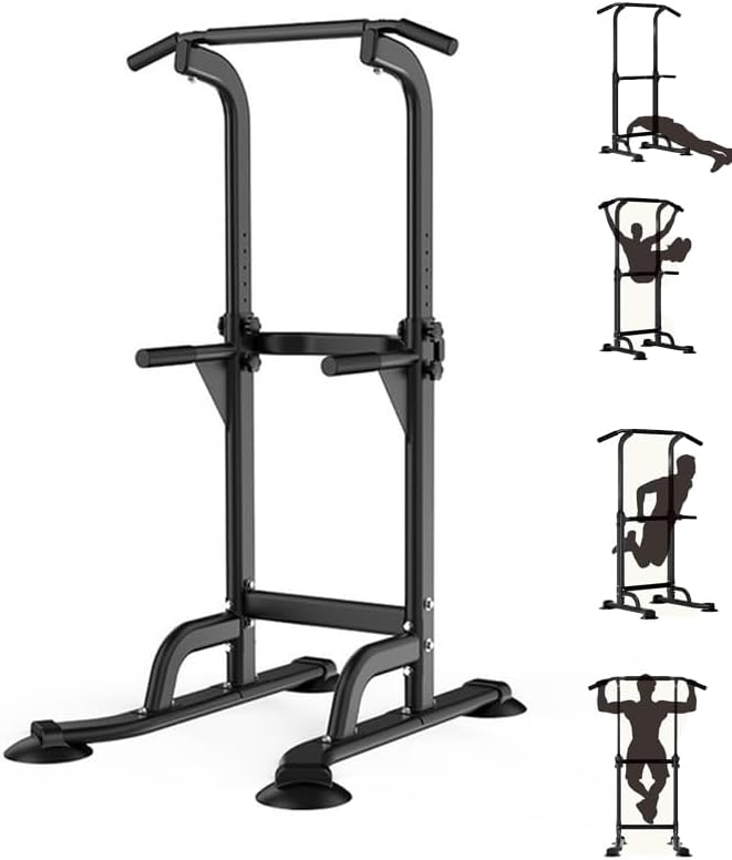Power Tower Pull Up Bar and Dip Station for Home Gym, Adjustable Pull Up Bar with 300 Lbs Capacity, Free Standing Chin Up Bar for Strength Training, Men Women Teens