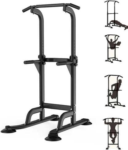 Power Tower Pull Up Bar and Dip Station for Home Gym, Adjustable Pull Up Bar with 300 Lbs Capacity, Free Standing Chin Up Bar for Strength Training, Men Women Teens