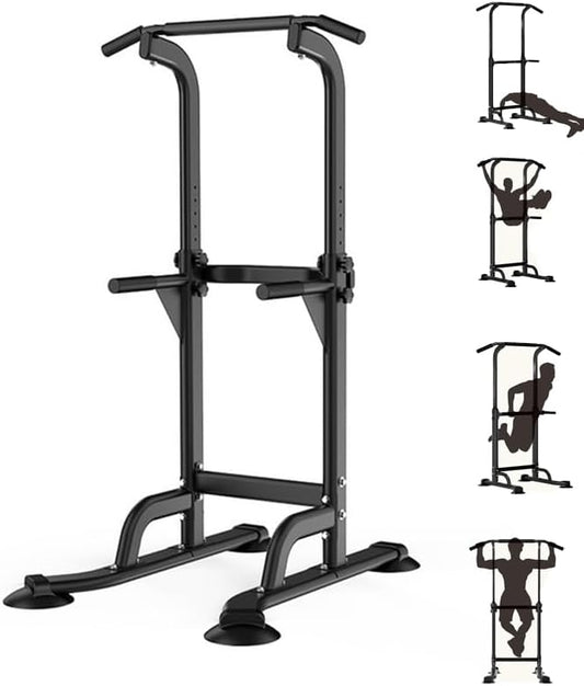Power Tower Pull Up Bar and Dip Station for Home Gym, Adjustable Pull Up Bar with 300 Lbs Capacity, Free Standing Chin Up Bar for Strength Training, Men Women Teens