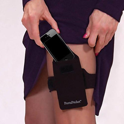 Combo Kit, Hands Free Carry Case for Cell Phones & More/Travel Wallet System/for Fitness/Walking/Exercise. Works on Arm/Leg. Pocket Slides Off to Work on Your own Belt, Too. Black