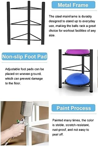 Half Balance Ball Trainer Holder - 3/5/6/7 Tier Fitness Rack for Home Gym, Yoga Balls, Basketball & Bowling Equipment Storage, Corner Organizer for Workout Essentials