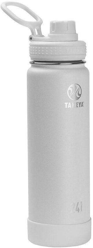 Takeya Actives Stainless Steel Water Bottle, Insulated Spout Lid, Keeps Drinks Cold 24 Hrs, Leakproof, Durable, Dishwasher Safe, Ideal for Gym, Travel, Fits Most Cup Holders, 24 oz/Arctic
