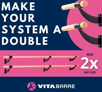 VITA Barre Wall-Mounted Single Ballet Barre, Classic WB15, Wood | Fixed Height, Made in USA, Home, Studio or Gym Exercise Equipment for Kids & Adults | Dance, Fitness, Pilates