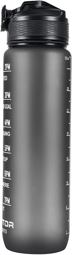 ADDMOTOR 32oz Sports Water Bottles with Time Marker, BPA Free Bottle with Straw -Leakproof BPA & Toxic Free Gym Bottle for Fitness, Gym, Camping, Outdoor Sports with Straw