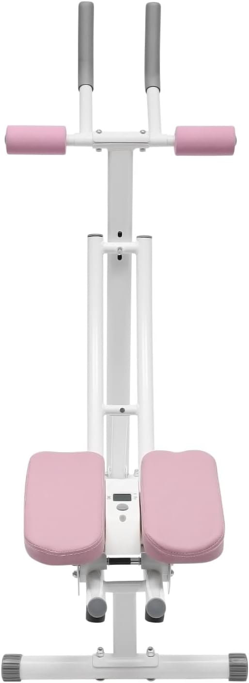 Ab Machine,Portable Core Abs Exercise Machine With LED Display And 6 Silent Rollers,3-Level Adjustment,Adjustable Ab Trainer Machine,For Abs Workout At Home Gym,Ab Machine For Home, Gyms,Etc (Pink(Not rotatable))