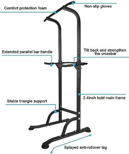 Power Tower Adjustable Height Pull Up Bar for Home Gym Multi-Function Strength Training Fitness Workout Station