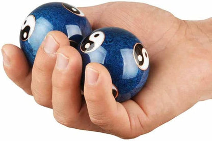 JapanBargain, Set of 2 Chinese Baoding Balls Hand Exercise Therapy Balls Stress Reliefe Balls, (Blue)