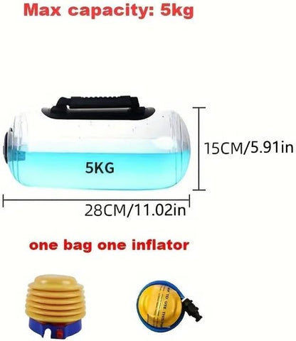 5kg Fitness Weight Water Bag, Adjustable Water-Infused Training Bag, Ideal for Weightlifting and Strength Training - with Air Pump