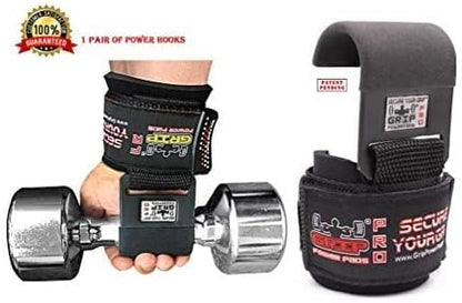 Weight Lifting Rod Hooks Heavy Duty Wrist Wraps Power Weight Lifting Training Gym Grips Straps Set of 2