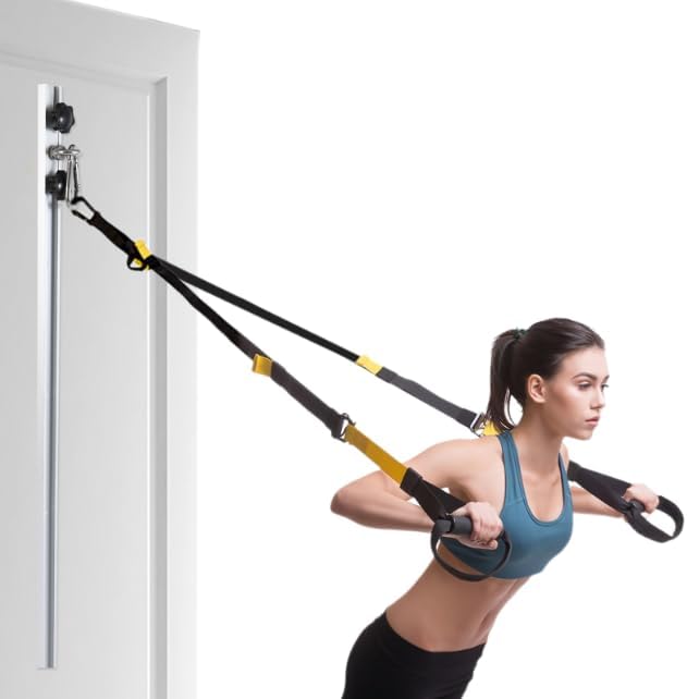 Resistance Band Wall Anchor,Gym Resistance Bands,djustable Workout Wall Anchor System,for Resistance Band Exercises,with 2 Rail and 2 Rail Car,Easy Installation(double set,No Resistance Bands)