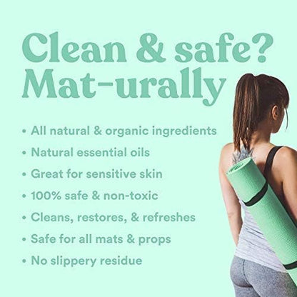 ASUTRA Yoga Mat Cleaner Spray (Uplifting Eucalyptus), 4 fl oz - No Slippery Residue, Organic Essential Oils, Deep-Cleansing for Fitness Gear & Gym Equipment, Microfiber Towel Included