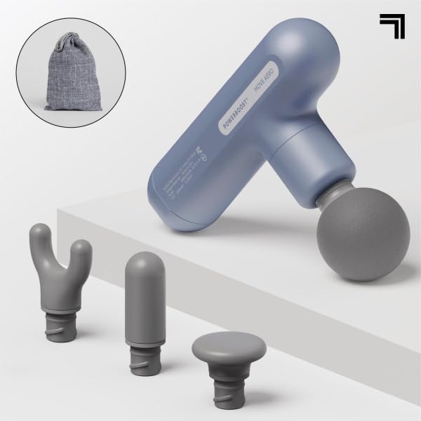 Sharper Image Powerboost Move Aero 3.0 – Mini Percussion Massage Gun| Updated Soft-Touch Design, Carrying Bag, 4 Nodes| Portable Full Body Back & Shoulder Massager| Deep Tissue Massage Tool Gift