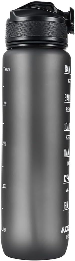 ADDMOTOR 32oz Sports Water Bottles with Time Marker, BPA Free Bottle with Straw -Leakproof BPA & Toxic Free Gym Bottle for Fitness, Gym, Camping, Outdoor Sports with Straw