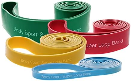 Body Sport Super Loop Band 41-Inch, Latex, Exercise Chart Included – Bands for Working Out – Exercise Band