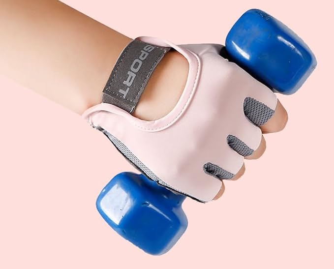 Women's Workout-Gloves Fingerless-Breathable-Mesh-Gloves with Non-Slip Grip for Cycling Gym Fitness