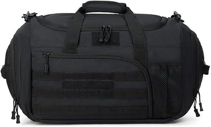 Gym Bag for Men Women, Sports Travel Duffle Bag with Shoe Compartment, 35L Waterproof Carry On Overnight Bag MOLLE System for Workout Fitness Travel Black