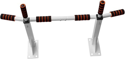 Generic Heavy Duty White Doorway Pull Up Bar for Home Gym Professional Upper Body Workout Station with Thickened Sponge Pads and Anti-slip Fixing Screws for Pull-ups Chin-ups Dips and Core