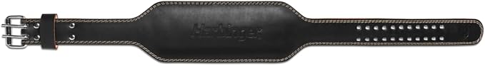 Harbinger Padded Leather Contoured Weightlifting Belt - 4" or 6” Width - Interior Suede Lining & Foam Cushioning - Heavy-Duty Dual Prong Steel Roller Buckle - for Lifting Support