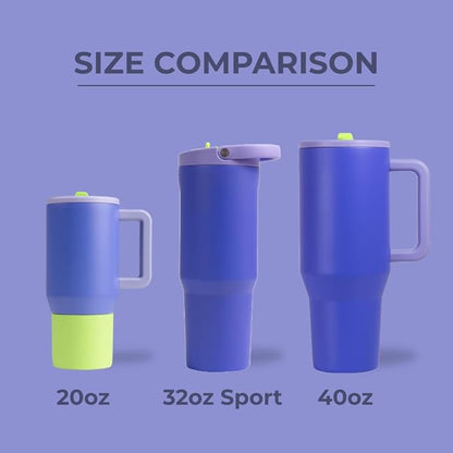 HydroJug Sport - Stainless Steel Tumbler with Straw, Vacuum Insulated, 32oz Leakproof Water Bottle, Ergonomic Design, Reusable, Dishwasher Safe, Rubber Base, Durable for Gym or Outdoors, Lime Rickey