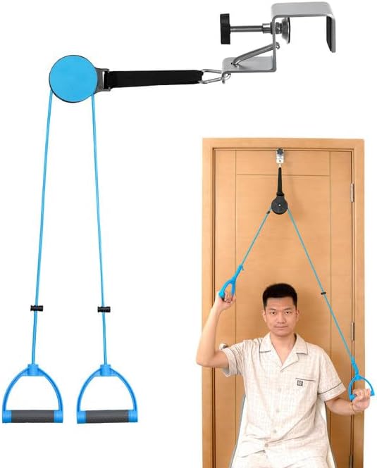 Shoulder Pulley for Physical Therapy – Adjustable Metal Door Clamp and Silent Large Pulley,Shoulder Pain Relief & Surgical Recovery Support（Blue）