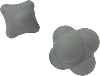 Set of 2 Massage Balls, Reflex Ball for Hand Eye Coordination Training and Six Point Spike Massage Ball for Deep Muscle Relief, Suitable for Hands, Feet and Back (Grey/Grey)