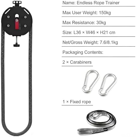 Adjustable Endless Rope Machine for Home Gym - 330lb Load Capacity, 30kg Max Resistance for Full Body Workout, Cardio, HIIT & Strength Training Equipment