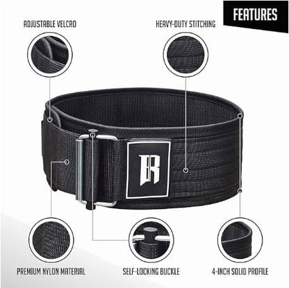 X-Large - Black - Premium Quick-Lock Weight Lifting Belt, Black, Nylon, Superior Support, Non-Slip Design for Weightlifting, Powerlifting, Functional Fitness Training