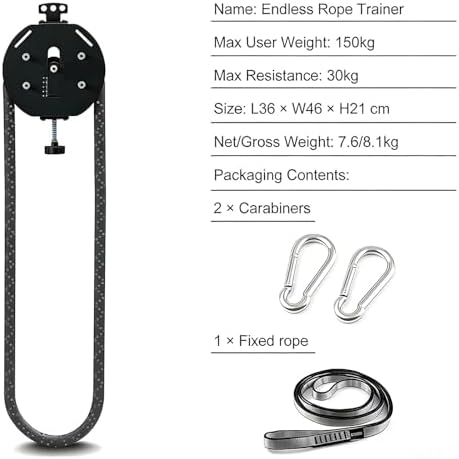 Endless Rope Machine for Home Gym - Adjustable Tricep Rope, 330lb Capacity, 30kg Max Resistance for Full Body Workout, Cardio, HIIT & Strength Training Equipment
