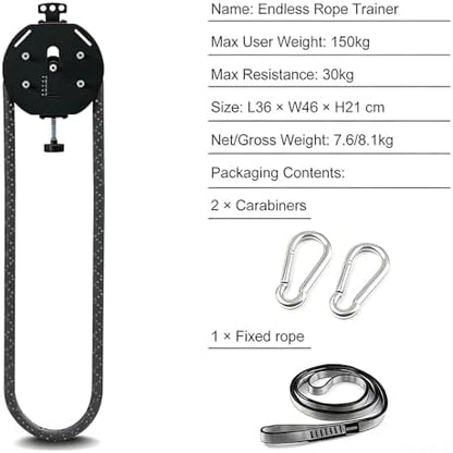 Endless Rope Machine for Home Gym - Adjustable Tricep Rope, 330lb Capacity, 30kg Max Resistance for Full Body Workout, Cardio, HIIT & Strength Training Equipment