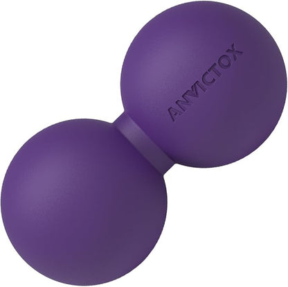 Peanut Massage Ball,Double Lacrosse Ball for Neck and Back,Medium Density Myofascial Release Massager Ball for Deep-Tissue Massage Muscle Knots Yoga Therapy(Purple)