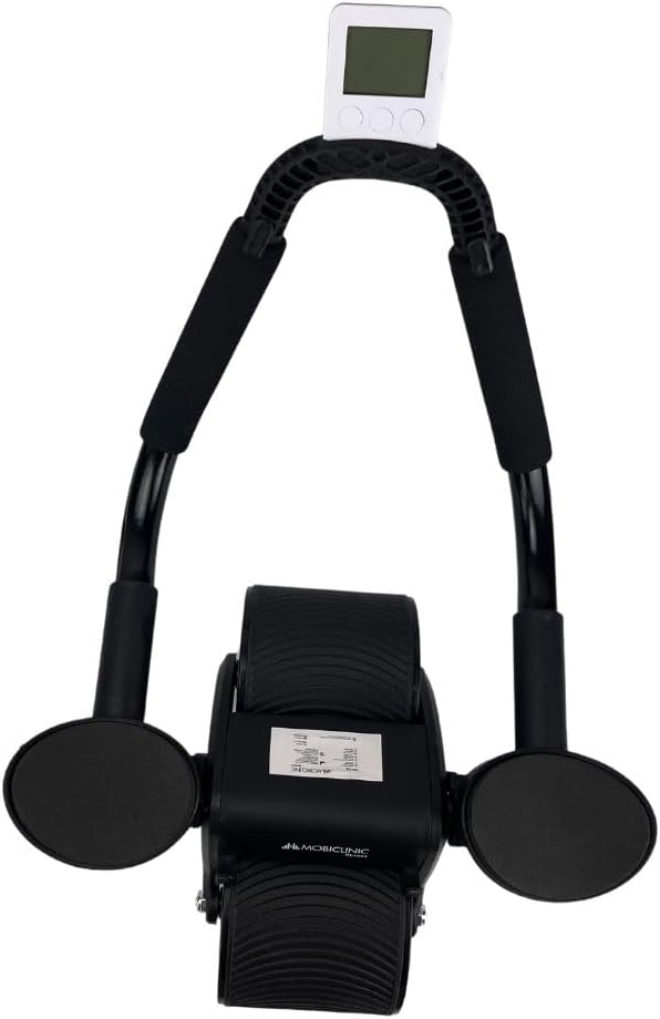 Mobiclinic®, Abdominal Roller with Return Spring, Ab Roller, Elbow Support, Digital Timer, Non-Slip Mat, Double Wheel, Mobile Phone Holder, Ra-02, Home Gym, Fitness