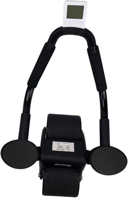 Mobiclinic®, Abdominal Roller with Return Spring, Ab Roller, Elbow Support, Digital Timer, Non-Slip Mat, Double Wheel, Mobile Phone Holder, Ra-02, Home Gym, Fitness