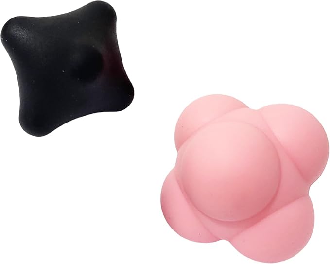 Set of 2 Massage Balls, Reflex Ball for Hand Eye Coordination Training and Six Point Spike Massage Ball for Deep Muscle Relief, Suitable for Hands, Feet and Back (Pink/Black)