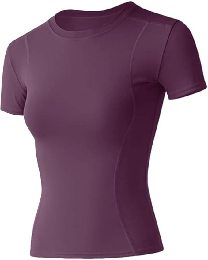 Loovoo Women Workout Shirts 1/2/3 Pack Athletic Compression Tee Dry Fit Yoga Gym Basic Tops