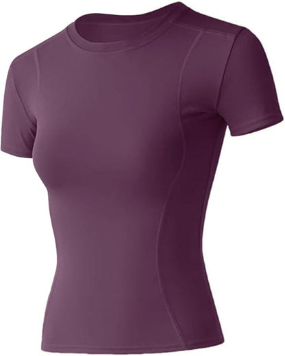 Loovoo Women Workout Shirts 1/2/3 Pack Athletic Compression Tee Dry Fit Yoga Gym Basic Tops