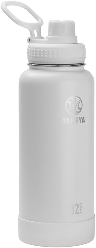 Takeya Actives Stainless Steel Water Bottle, Insulated Spout Lid, Keeps Drinks Cold 24 Hrs, Leakproof, Durable, Dishwasher Safe, Ideal for Gym, Travel, Fits Most Cup Holders, 32 oz/Arctic