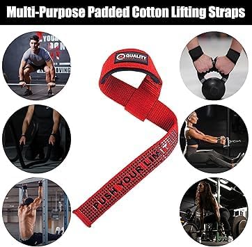 QTF Lifting Wrist Straps for Weightlifting, Gym Wrist Wraps Padded Wrist Support Wraps, Bodybuilding, Powerlifting, Deadlifting and Secure Grip