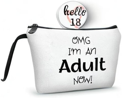 18th Year Old Birthday Gifts for Girls Daughter Sister Friend Teen Makeup Cosmetic Bag with Mirror Christmas