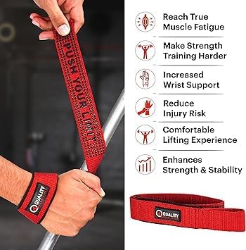 QTF Lifting Wrist Straps for Weightlifting, Gym Wrist Wraps Padded Wrist Support Wraps, Bodybuilding, Powerlifting, Deadlifting and Secure Grip