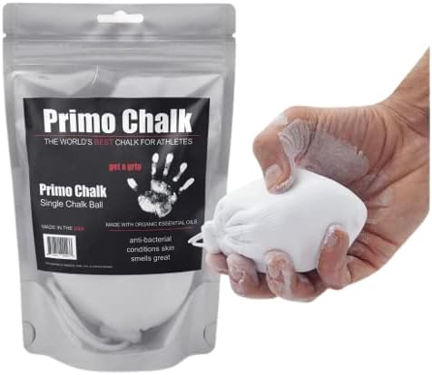 Primo Chalk 3oz. Cotton Pouch Chalk Ball: Loose Chalk for Weightlifting, Rock Climbing, & Gymnastics, Non-Toxic, Made in The USA, Superior Grip