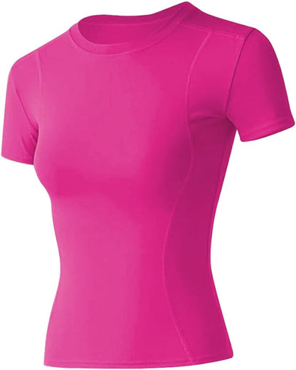 Loovoo Women Workout Shirts 1/2/3 Pack Athletic Compression Tee Dry Fit Yoga Gym Basic Tops