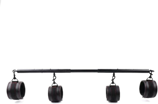 Heavy Duty Stainless Steel Expandable Spreader Bar with 4pcs PU Black--Pink Skull Pattern Detachable Adjustable Straps,Workout Bar for Home Indoor Gym Training Kit