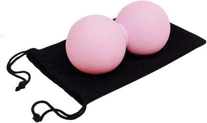 Double Lacrosse & Micro-Elastic Peanut Massage Ball - Myofascial Release Tool for Muscle, Back, Foot, and Physical Therapy, Mobility Roller for Acupressure and Relaxation (Pink)